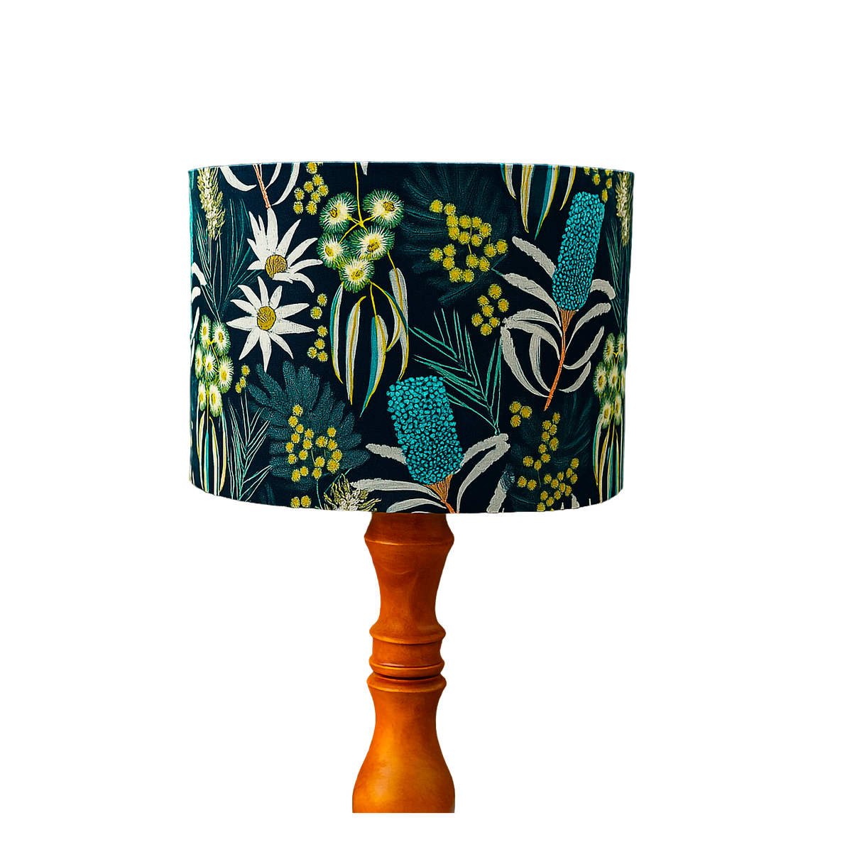 Luxe & Humble The Native Floral - Themed Drum Lampshade - Premium Homewares Melbourne; styled view, lamp base not included