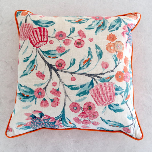 Pink & Orange Native Floral Cushion